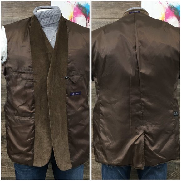 Adolfo Mens Blazer Sport Coat Two Button Casual Jacket Size 44R Corduroy Suits‎ - Picture 7 of 13